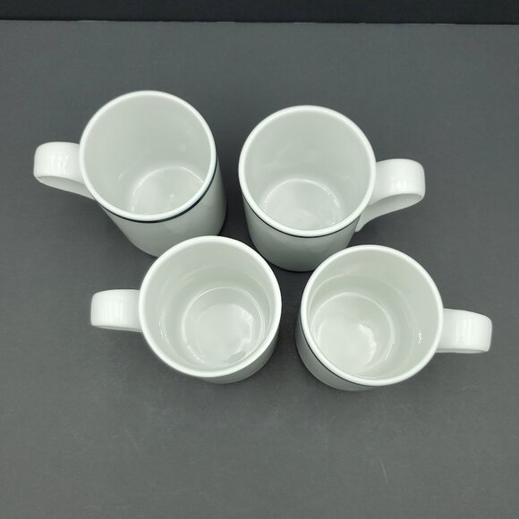 Dansk Bistro Christianshavn Blue Mugs White Porcelain Mugs with a Blue Band - Picture 3 of 9